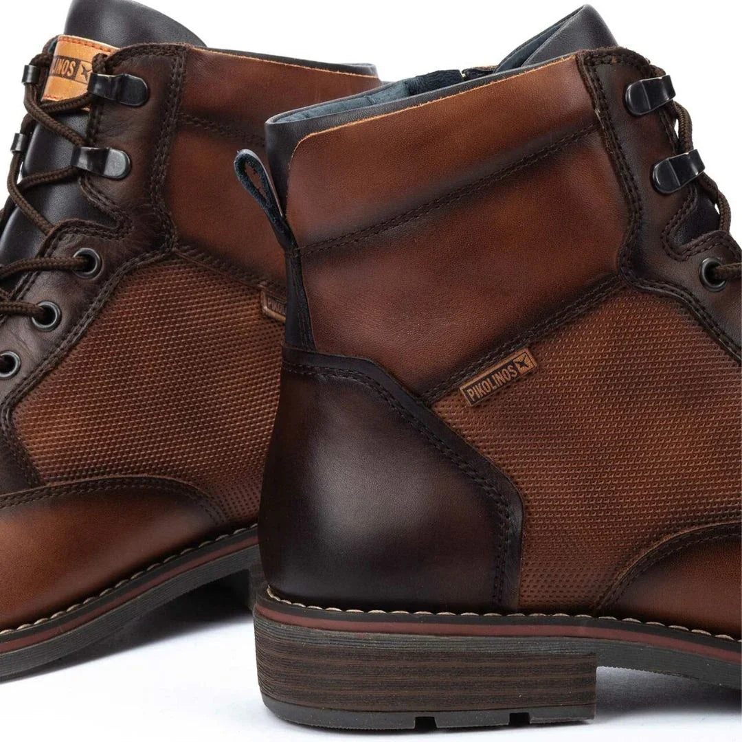 York - Botas de cano curto masculinas em couro marrom Cuero com cadarço