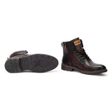 York - Botas de cano curto masculinas Olmo em couro marrom com cadarço