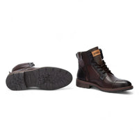 York - Botas de cano curto masculinas Olmo em couro marrom com cadarço
