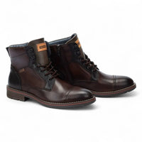York - Botas de cano curto masculinas Olmo em couro marrom com cadarço