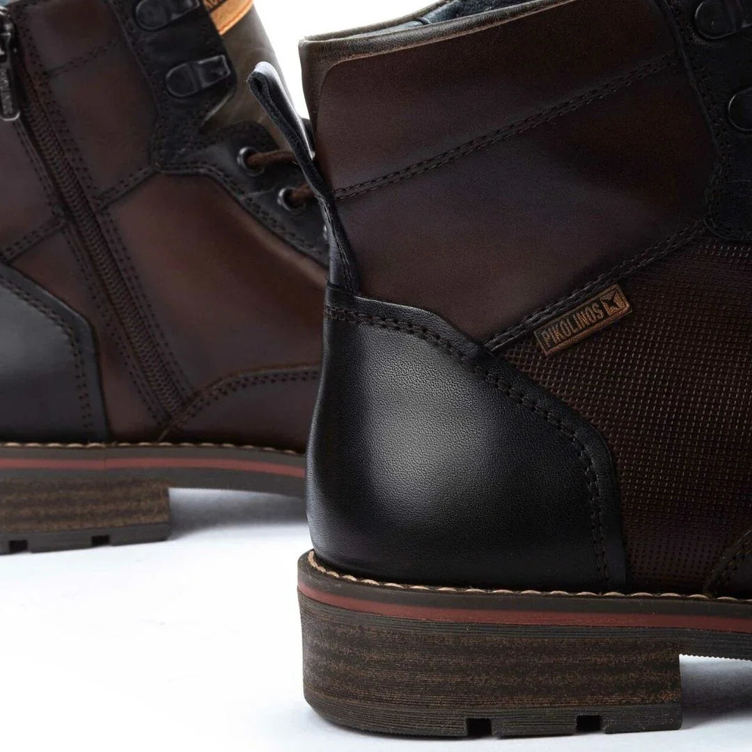 York - Botas de cano curto masculinas Olmo em couro marrom com cadarço